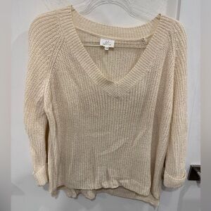 Women's Cream V-Neck Sweater